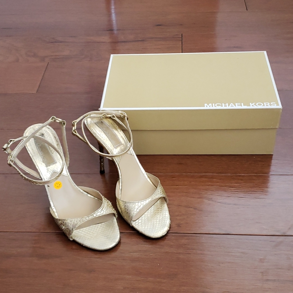 Michael Kors Gold Ankle Wrap Sandals
